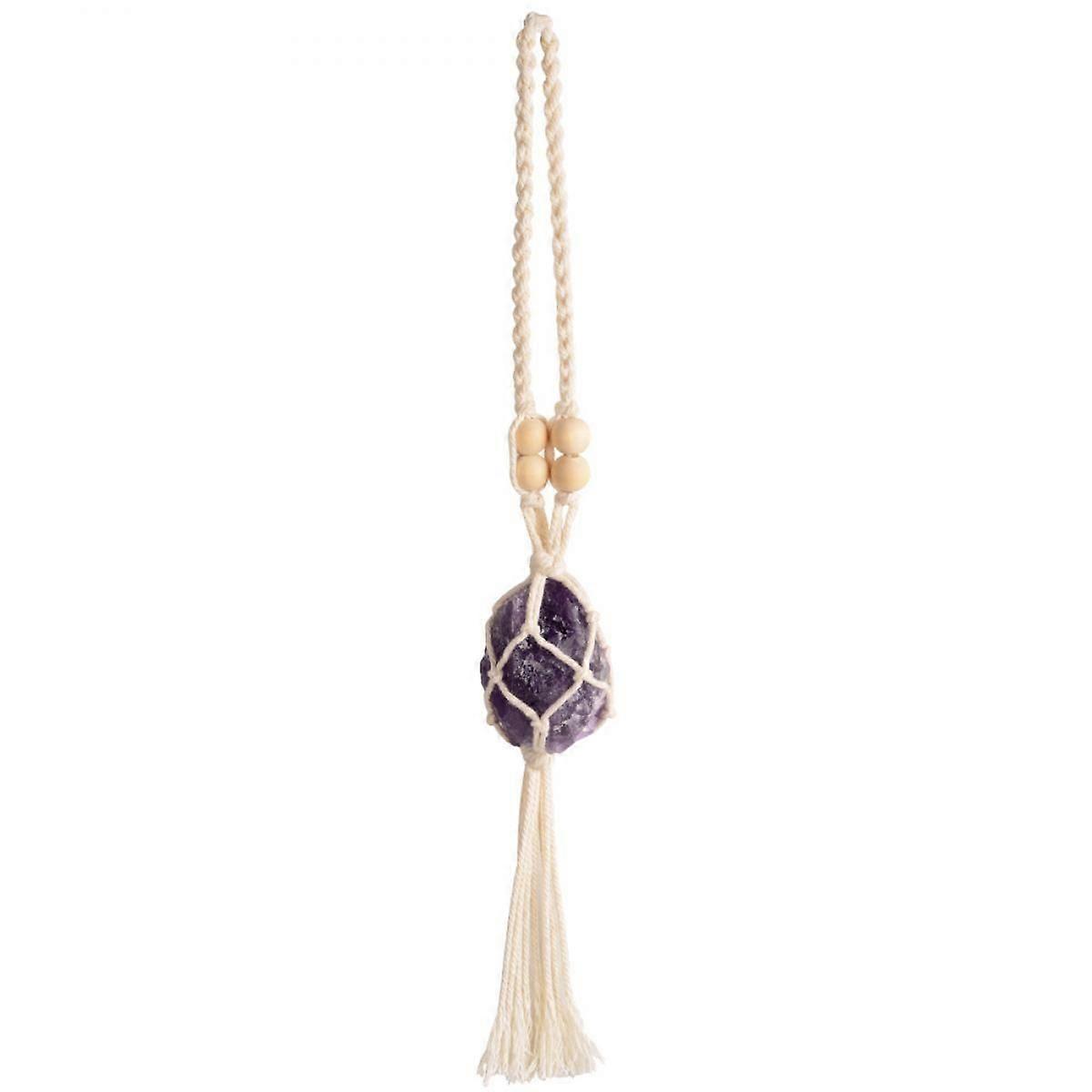 Handmade Car Ornament Car Decor Natural Amethyst Raw Stone Healing Crystals Hanging Ornaments for Christmas Party Decor