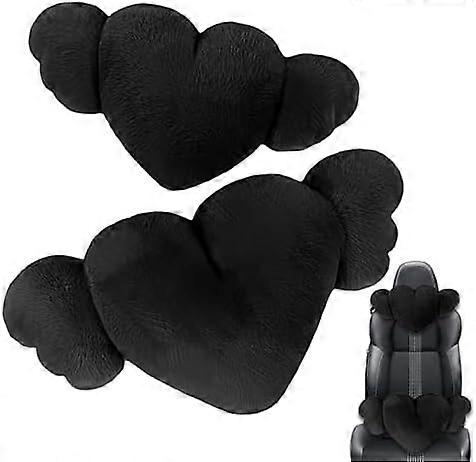 Heart Shaped Car Headrest | 2X Heart Shaped Car Headrest Pillow With Wings,Cozy Adorable Car Neck Headrest Pillow For Car Decoration