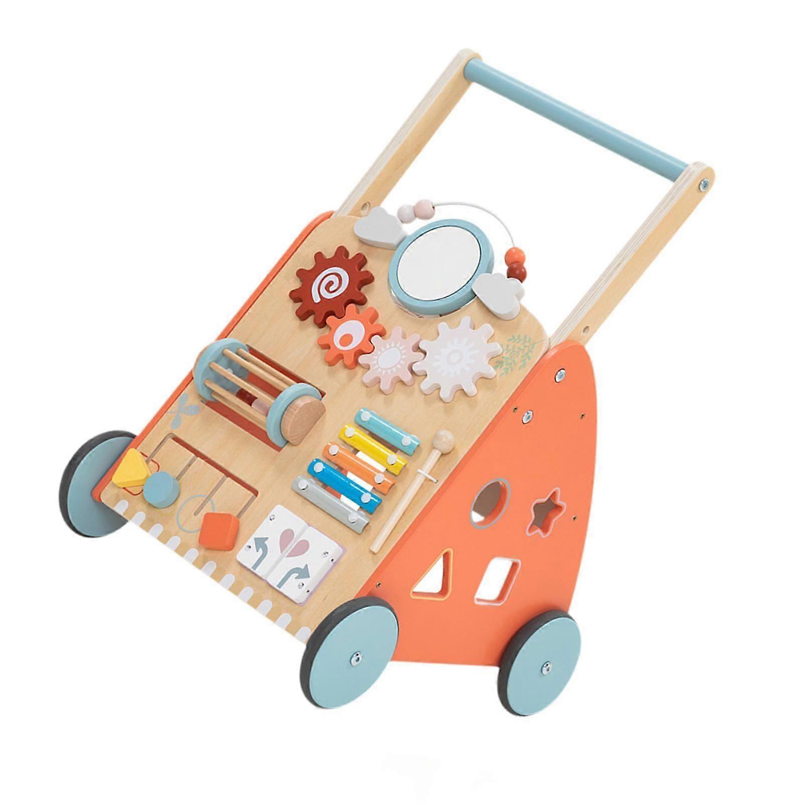 Bambino in legno Push Walk con ruote in legno con regalo di festa per il centro attività