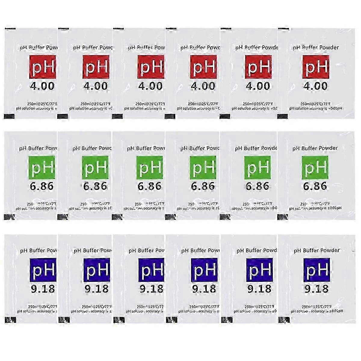 18 Pack PH Meter Buffer Solution Powder 6.86/4.00/9.18, PH Calibration Solution Packets compatible with Precise PH Meter
