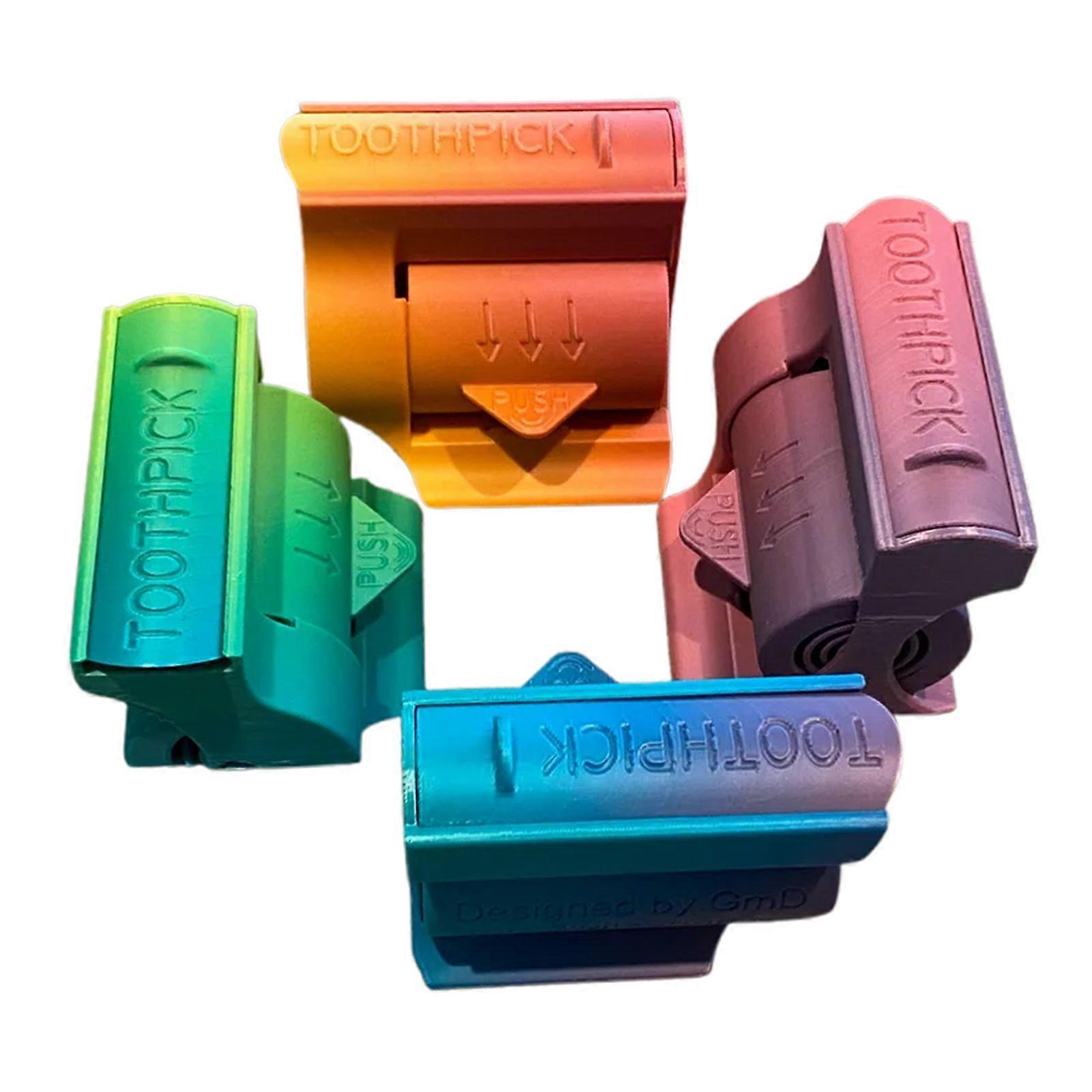 3D Printed Toothpick Dispenser with Sliding Cover Push Toothpick Holder Portable Home Office Restaurant Desktop Toothpick Organizer Container
