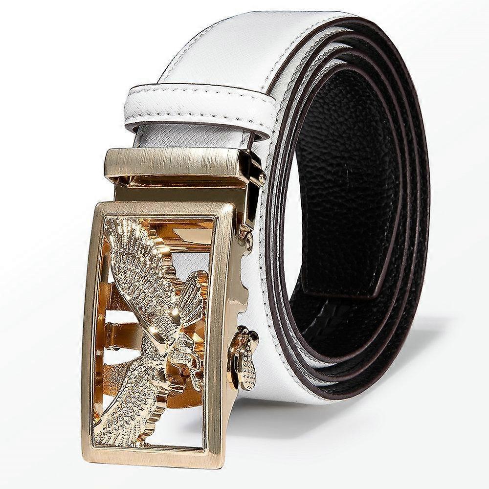 Men Designer Belts Genuine Leather Belt Gold Flying Eagle Belt Buckle with Multicolor Ratchet Straps