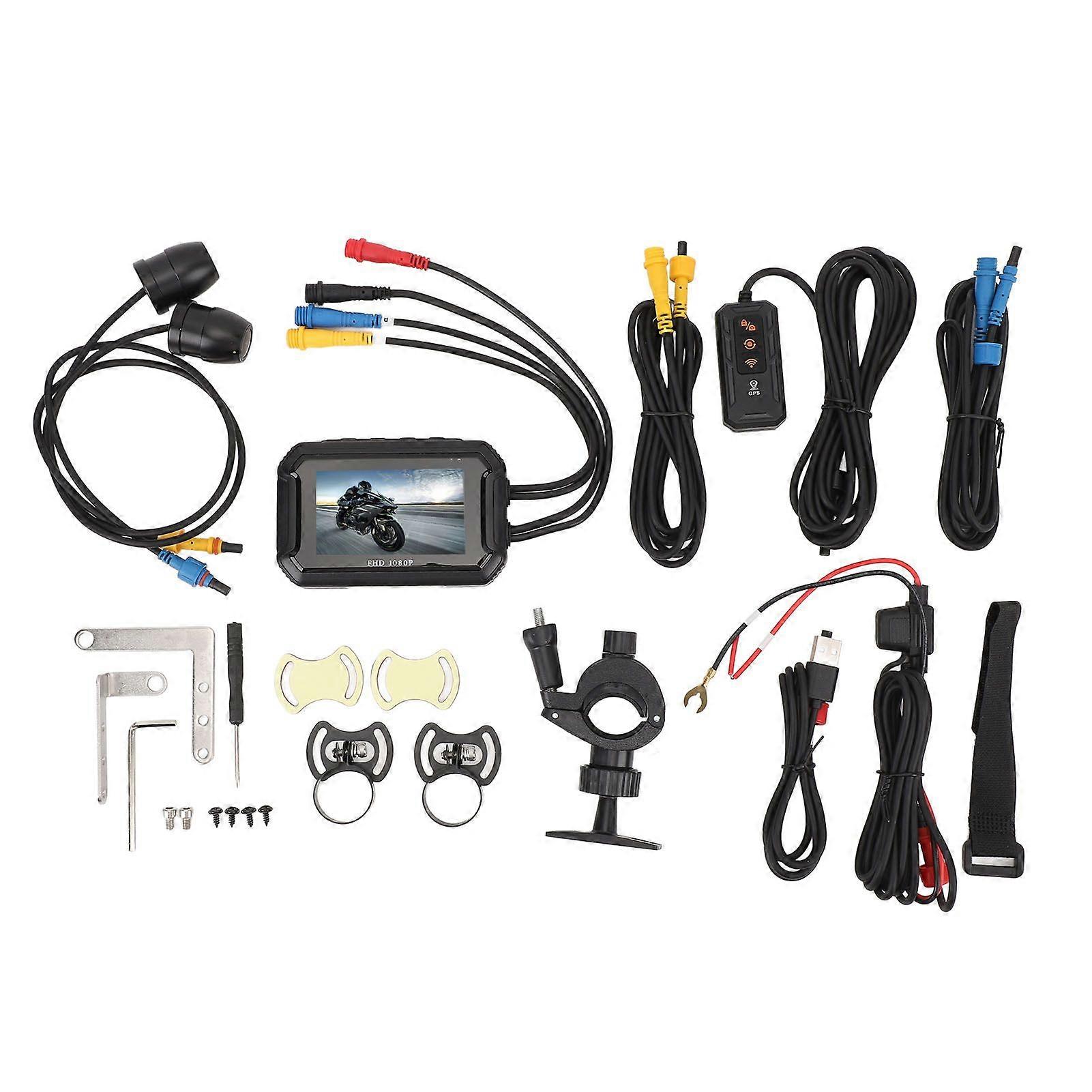 Motorcycle Dash Camera 1080P Front and Rear Dual Recording Night Vision 3in IPS Touch Screen IP67 Waterproof for ATV UTV Snowmobile MK9127