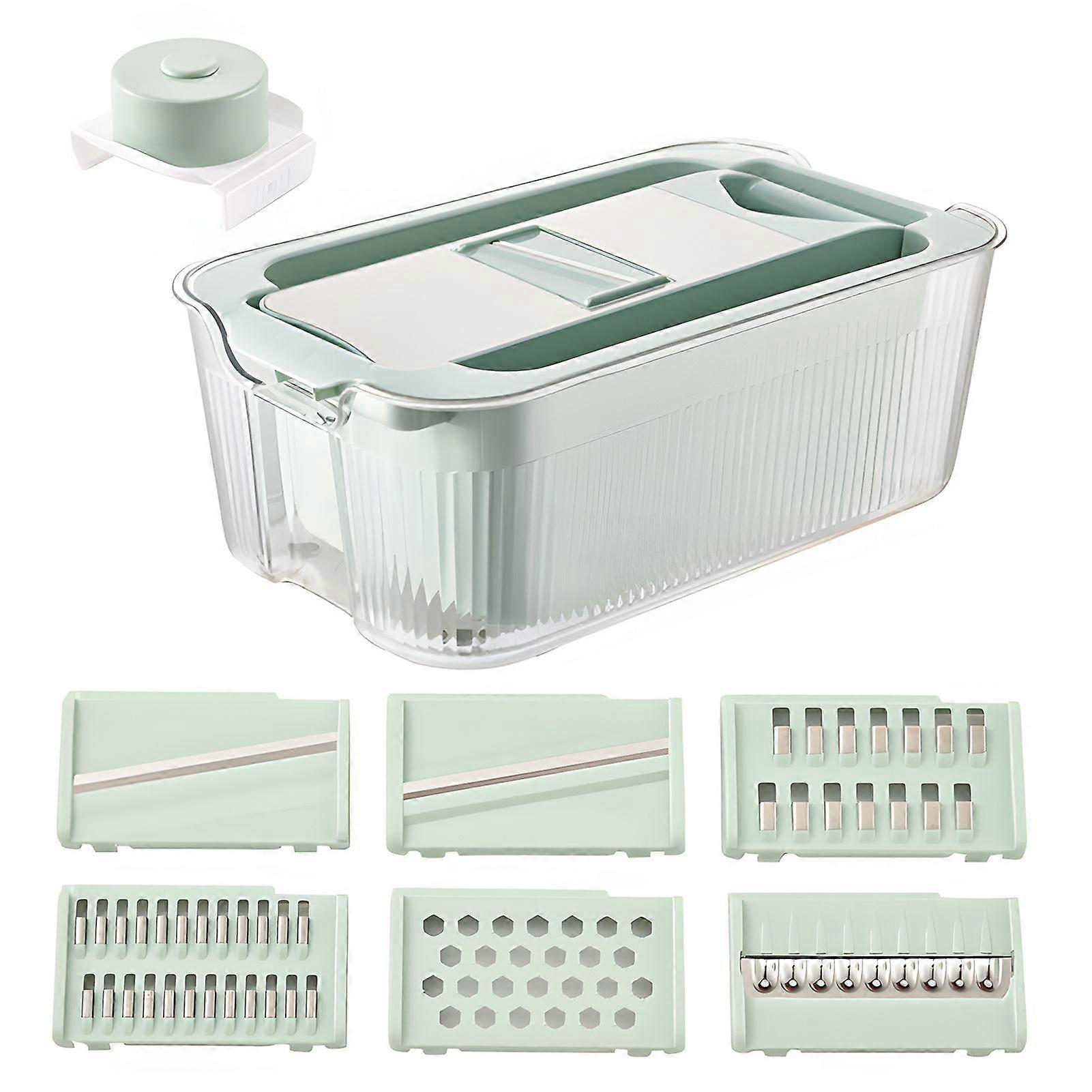 Vegetable Chopper Carrot Dicer Slicer Multifunctional Grater Double-layer Large Capacity Drainage Basket Potato Radish Garlic Shredder Easy Drainage K