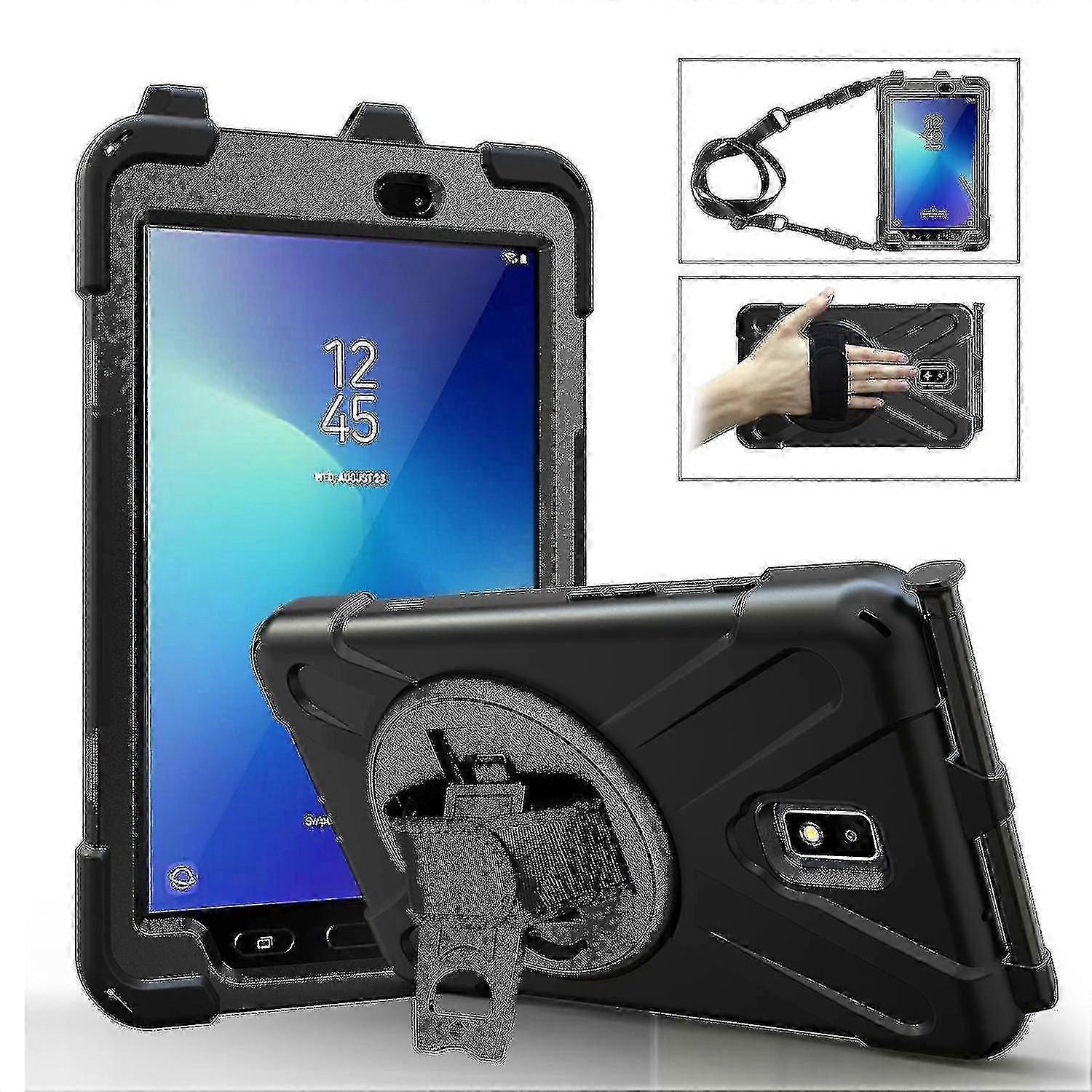 For Samsung Galaxy Tab Active 2 8.0 T395/t390 [x-shape] Pc + Tpu Combo Case With Kickstand, Hand Strap And Shoulder Strap