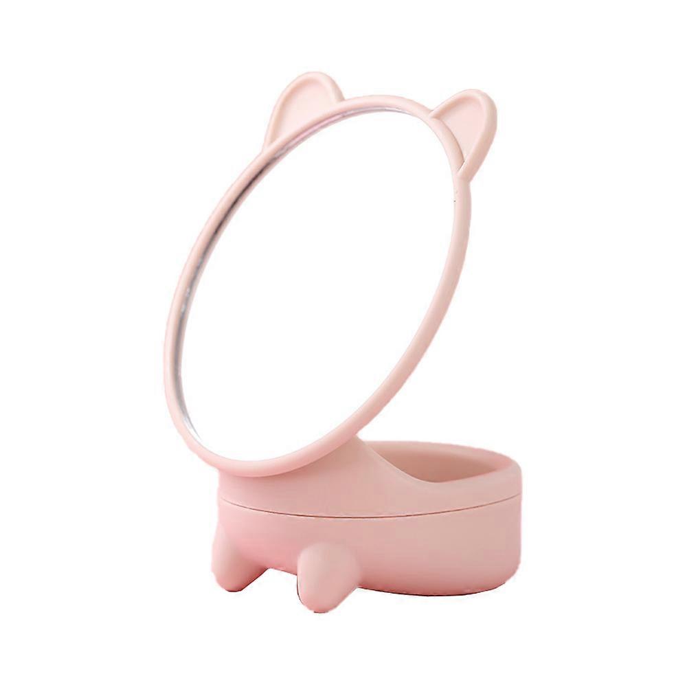 Makeup Desk Mirror with LED Lights Side Table Mirror with Handle