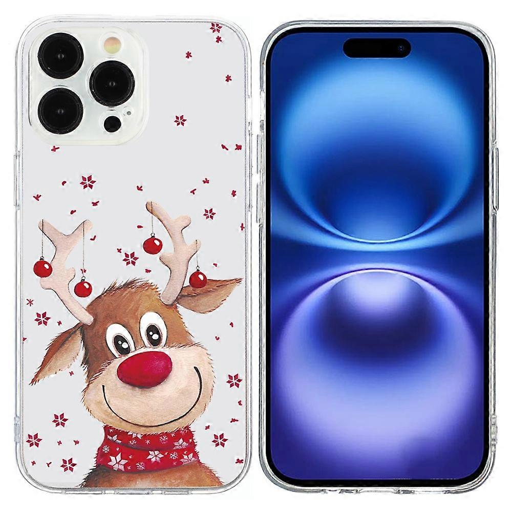 For iPhone 16 Pro Max Case Christmas Pattern Print Soft TPU Phone Protector-Deer