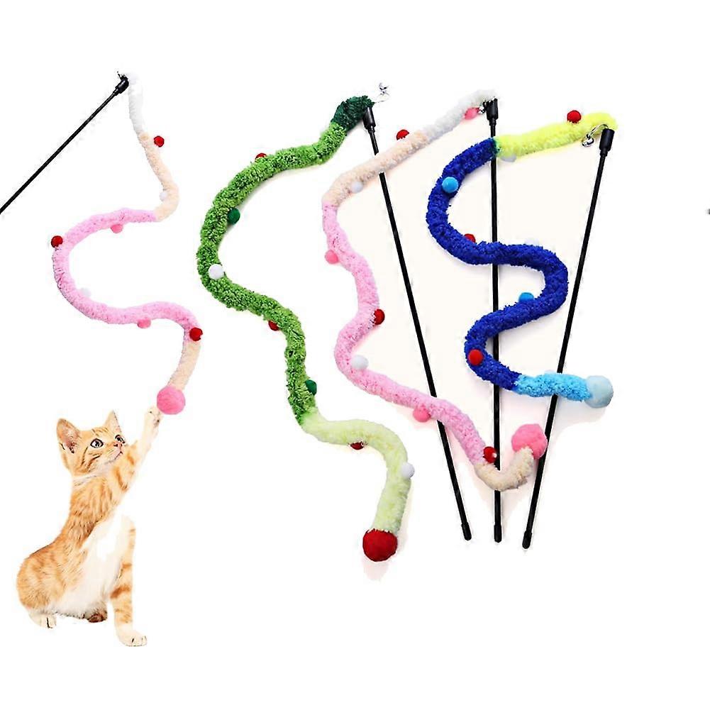 Cat Toys - Plush Stripe Interactive Cat Teaser Sets in Colorful Designs for All Cat Sizes and Breeds