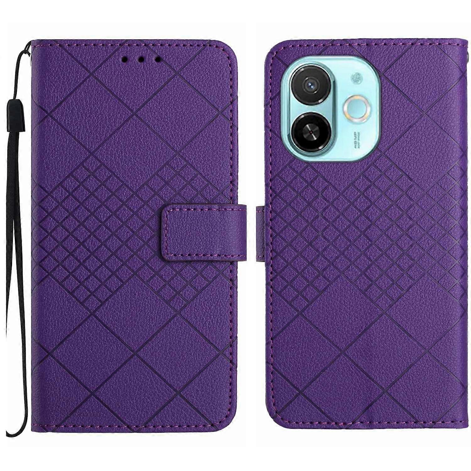 Rhombic Grid Texture Leather Phone Case