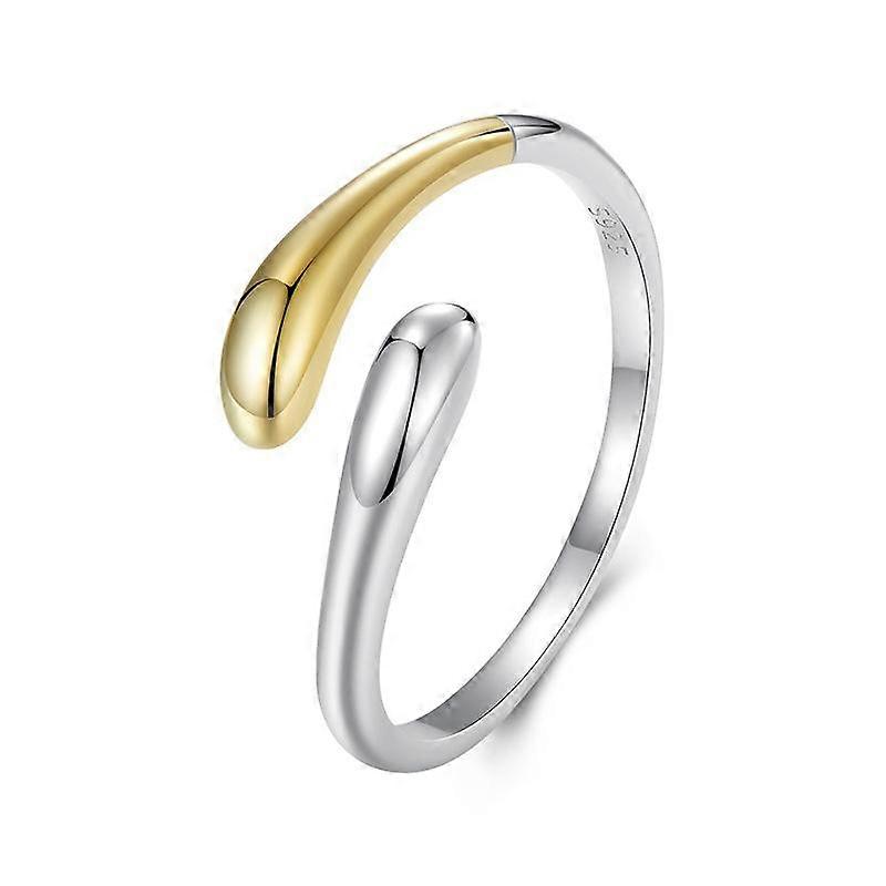 S925 Sterling Silver Platinum-plated Water Drop Adjustable Open Ring