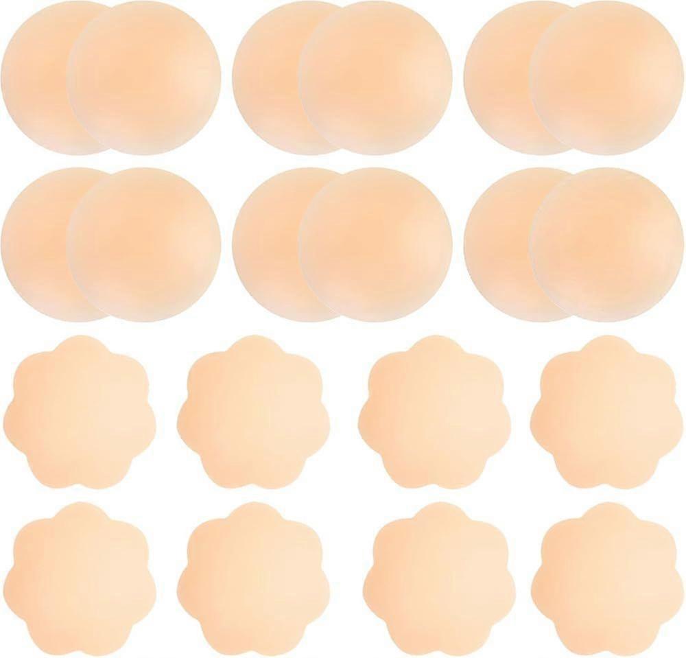 10 Pairs Nipple Covers for Women, Silicone Nipple Pasties Sticky Invisible, Reusable Waterproof Adhesive Breast Petals Beige
