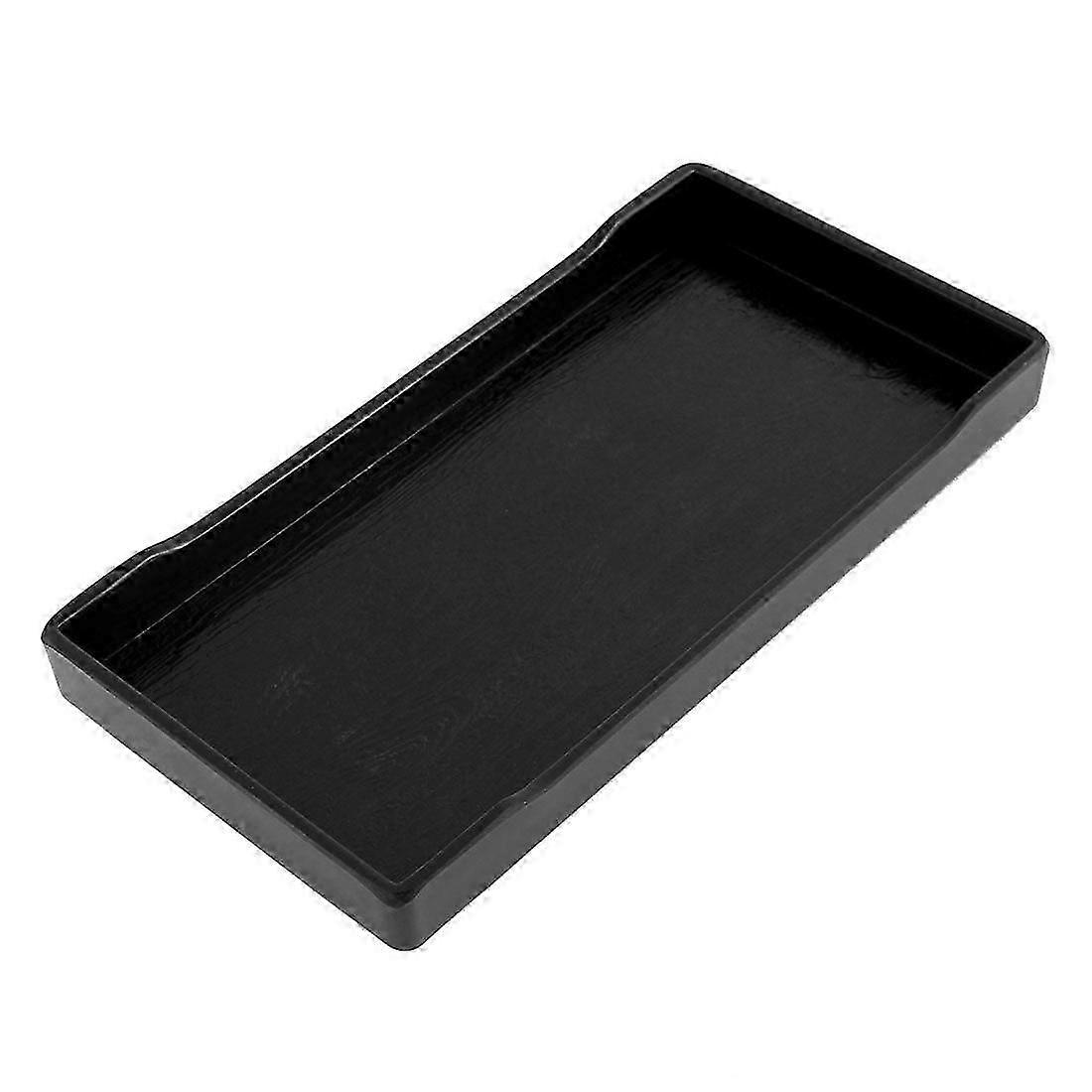 Plastic Rectangular Design Lunch Food Tray Salver Black
