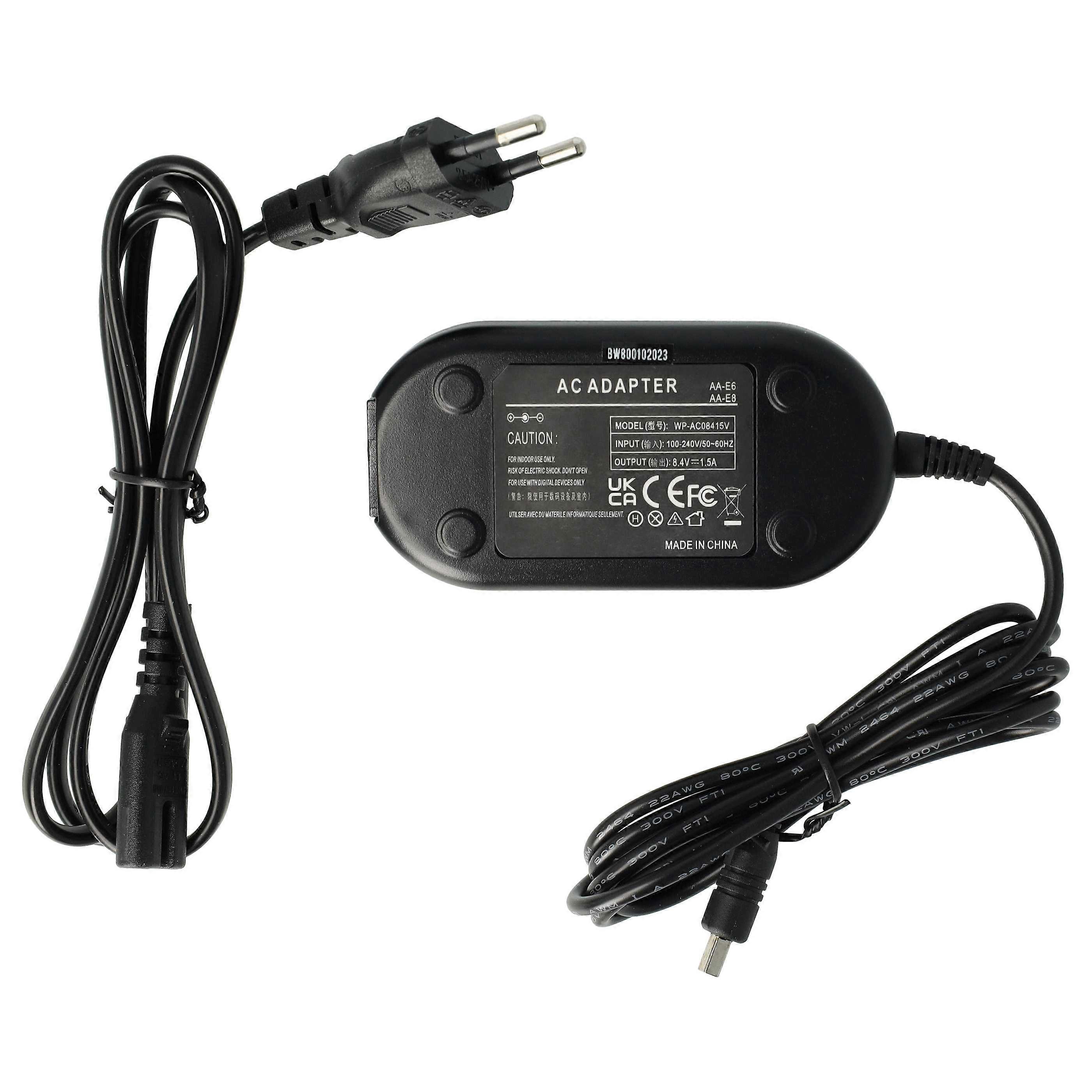 vhbw-voeding compatibel met Samsung SC-D357, SC-D355, SC-D354, SC-D353, SC-D34, SC-D352, SC-D351, SC-D362, SC-D353/AFS-camera, digitale camera, 2m
