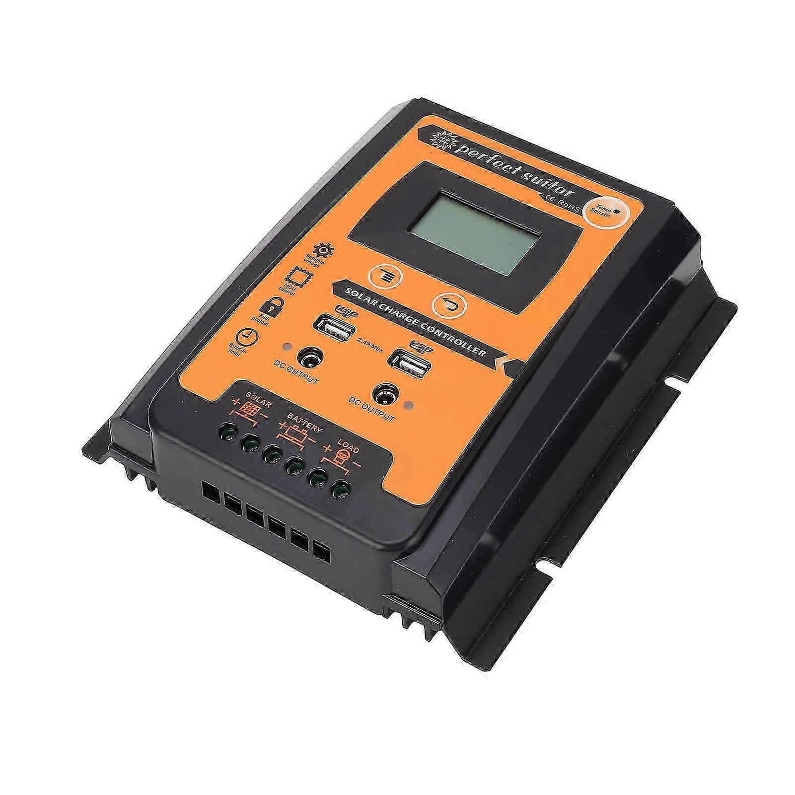 LCD Solar Charge Discharge Controller Solar Panel Regulator Dual USB Output 12V 24V