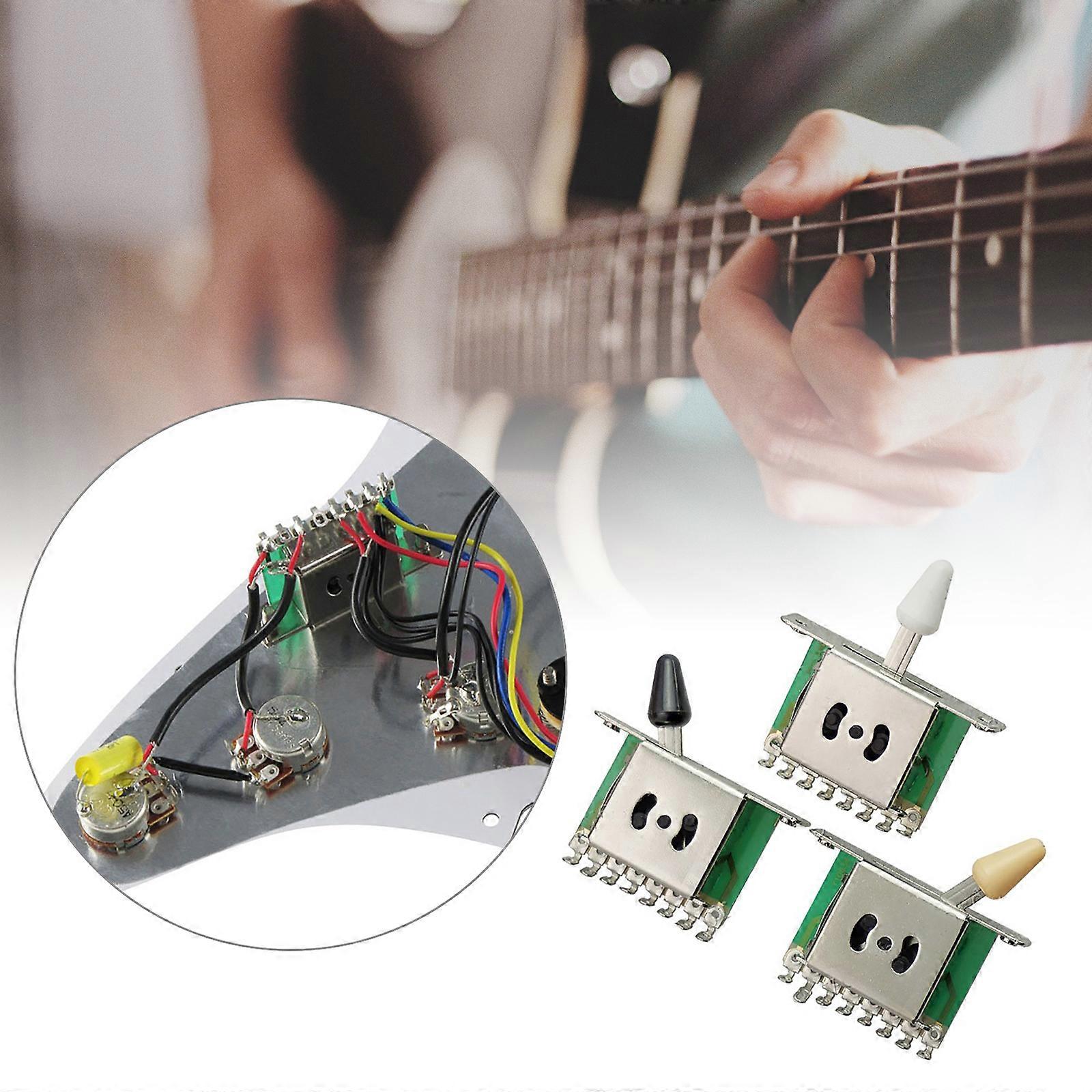 Electric Guitar Switch 3/5 Way Pickup Selector Switch Shifter Conversion Switch Guitar Pickup Lever Switch with 3 Tip White