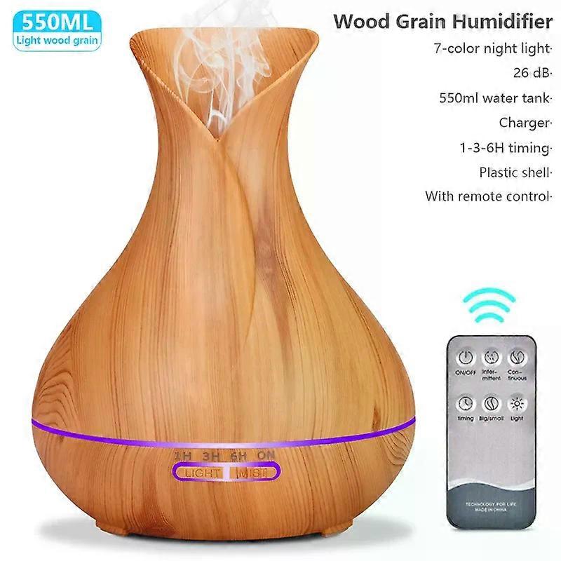 New 550Ml Wood Essential Oil Diffuser Ultrasonic Usb Air Humidifier With 7 Color Led Lights Remote Control Office Home Difusor