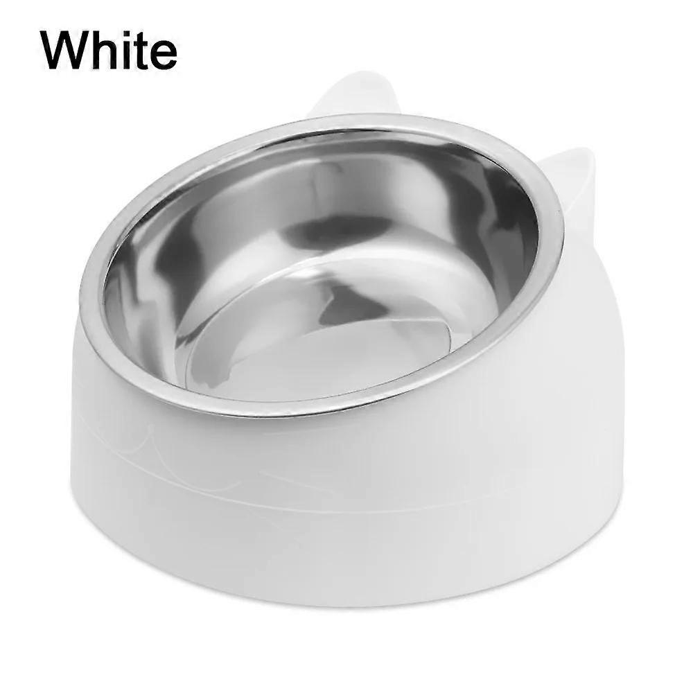 Cute Cat Dog Bowl Protect The Cervical Spine 15 Degree Tilted Pet Stainless Steel Fall-resistant Durable Food Bowl Pet Supplies