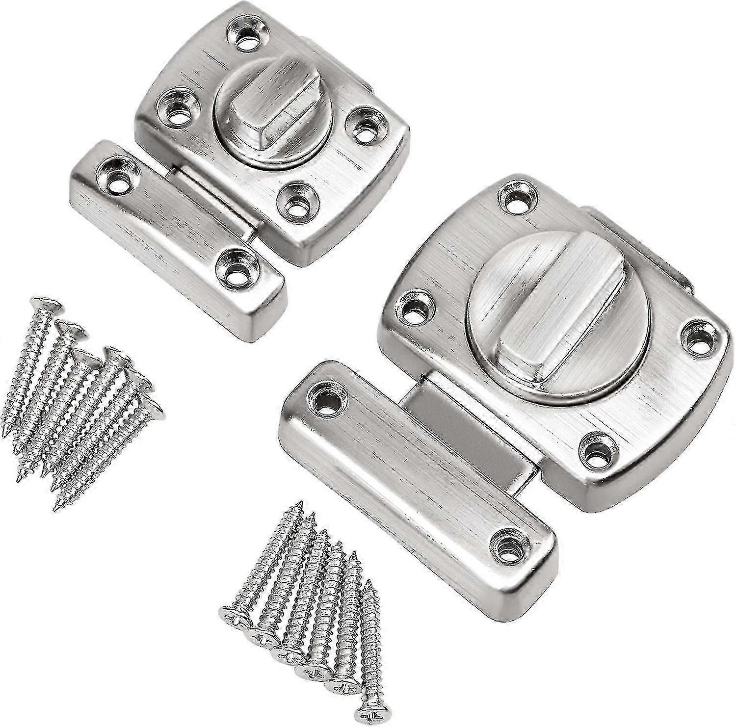 Security Door Latch, 2 Pcs Rotary Lock Door / Window Latch With 12 Screws Gift