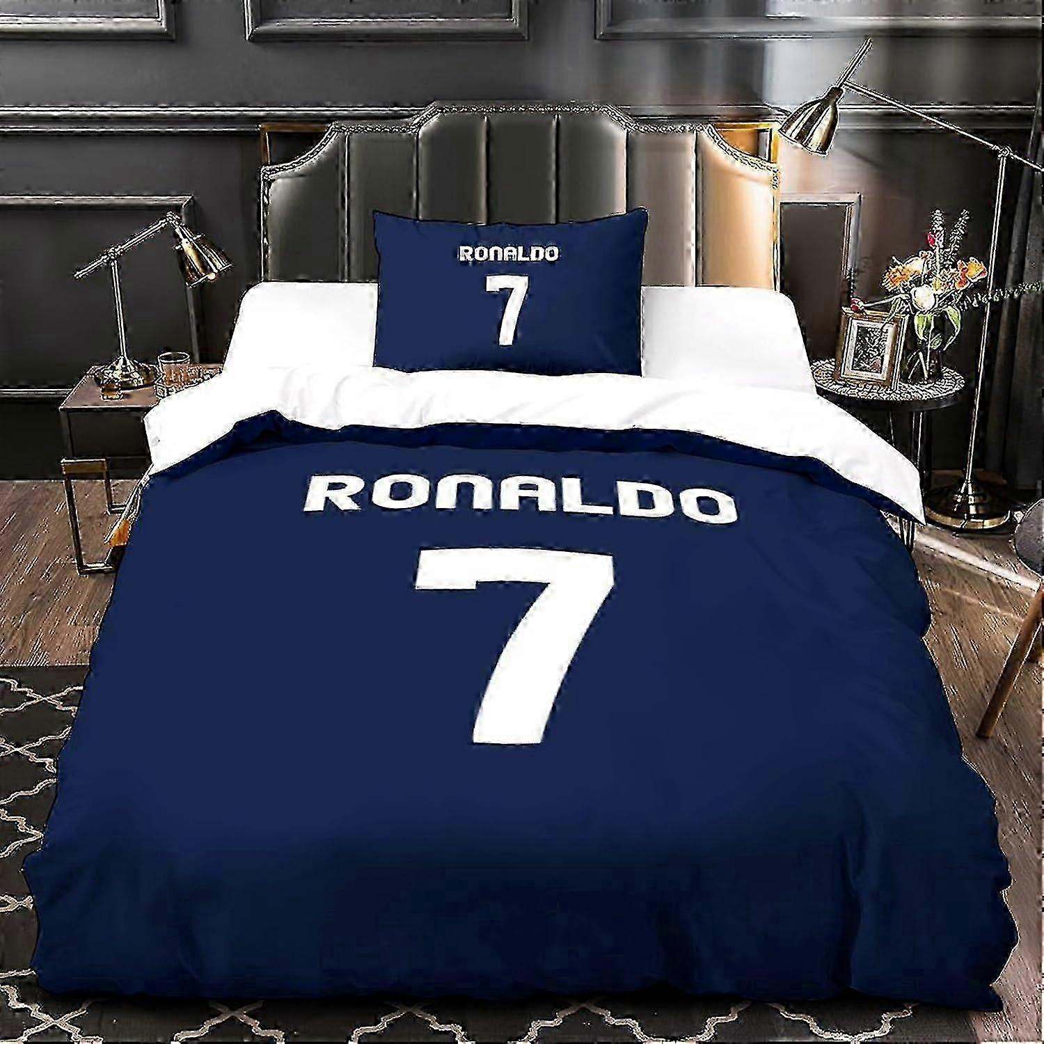 Lençóis J3825 Ronaldo para Meninos Meninas Capa de Edredom Capa de Colcha Impressão 3D Capa de Conforto de Futebol Microfibra Macia com Fecho de Zíper com Travesseiro Cas