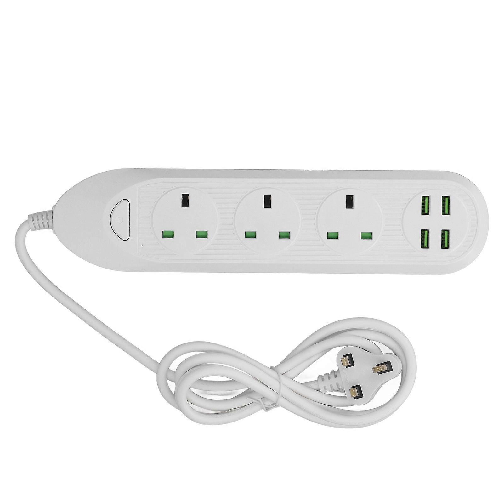 Power Strip Extension Long Cord 2500W Multi Functional with USB Port White 110‑