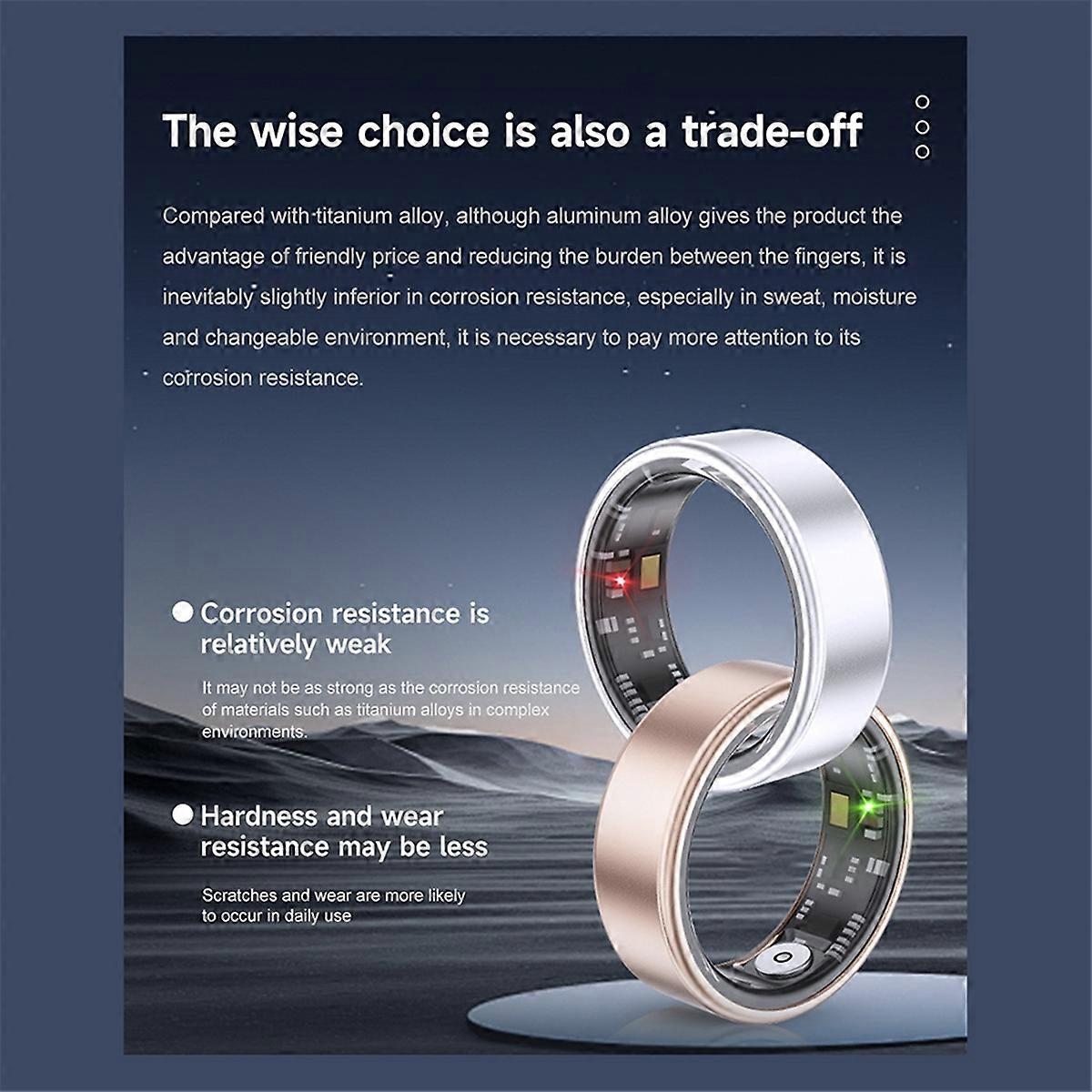 SR06 Smart Ring, Heart Rate Sleep Monitor 5ATM Waterproof Gold