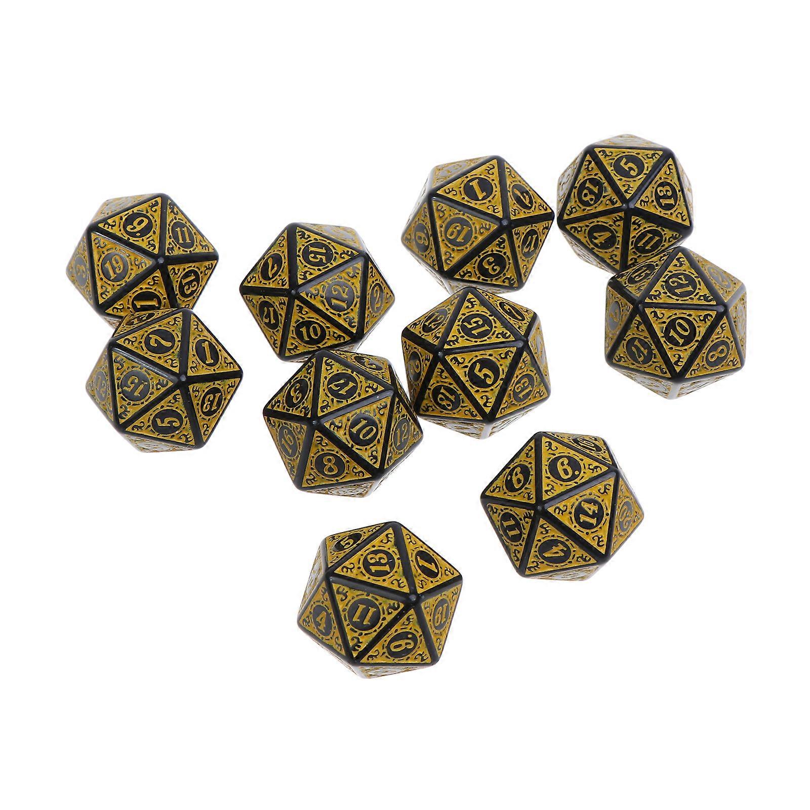 10Pcs 5 Colors Multifaceted Dice d20 Polyhedral TRPG Games Dice Set Board Game entertainment Dice Kit  Yellow