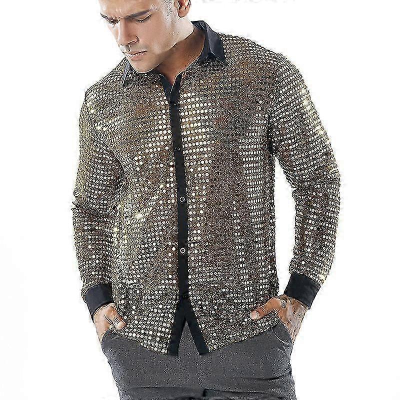 Férfi Disco ing Flitter Hosszú ujjú Glitter Top