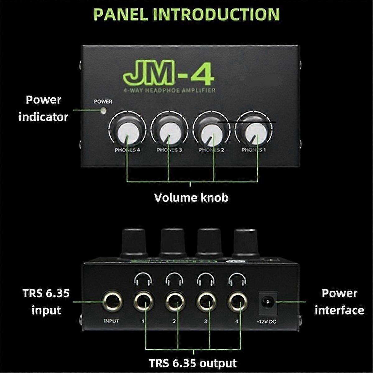 4-Way Headphone Amplifier 4 Channel Real Stereo Hifi Earphone AMP Audio USB Headphone Amplifier EU Plug