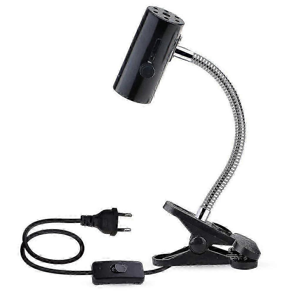 For E27 Socket with Clamp and Switch for Reptile Lamp, 360 Adjustable with Flexible Arm and 1.8m Wire, Clip-on Socket for Heat Lamp/Aquarium/UVA/UVB f