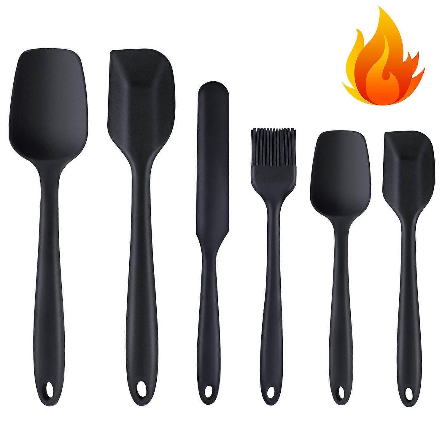 Silicone Heat Resistant Spatula Set - 6 Colorful Rubber Cooking and Baking Tools, Durable and Non-Stick Heatproof Kitchen Utensils