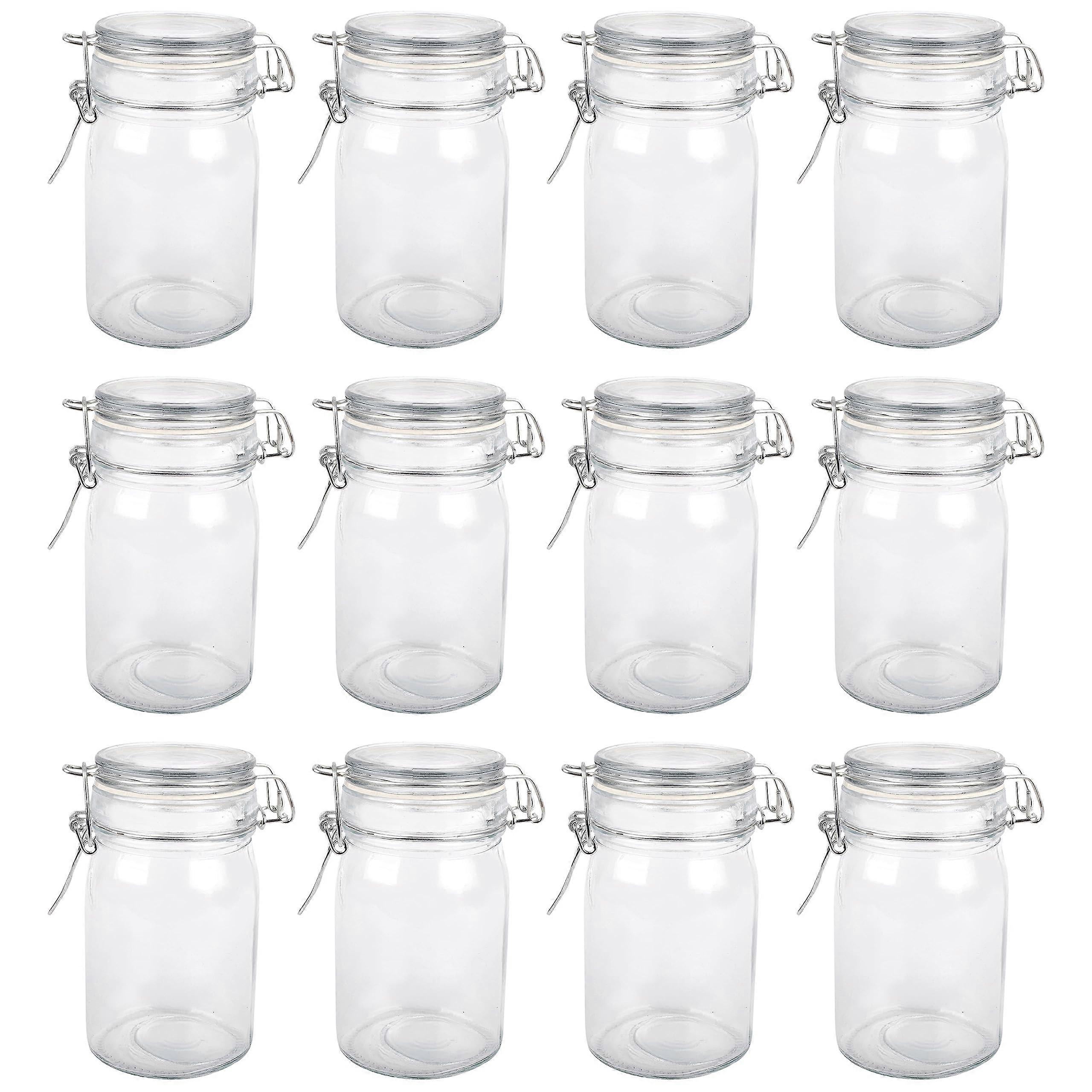 12 Pack Round Glass Jar with Latch