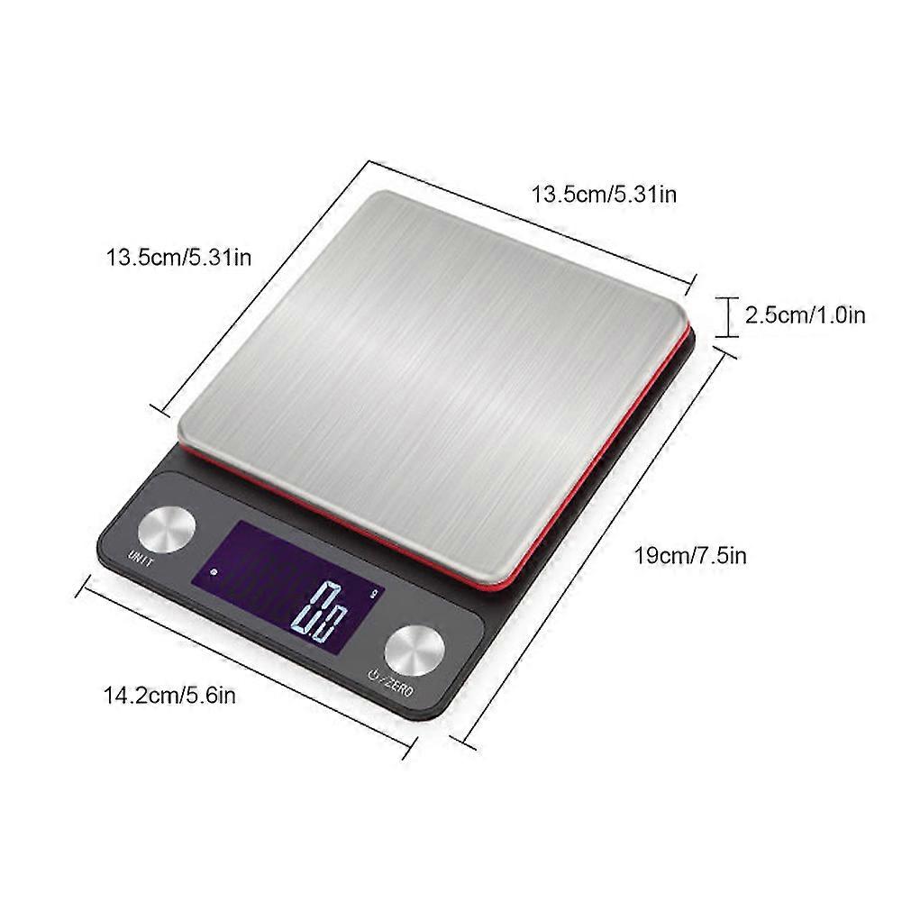 High Precision 5kg/0.1g USB Rechargeable Kitchen Scale 19x14x2.5cm