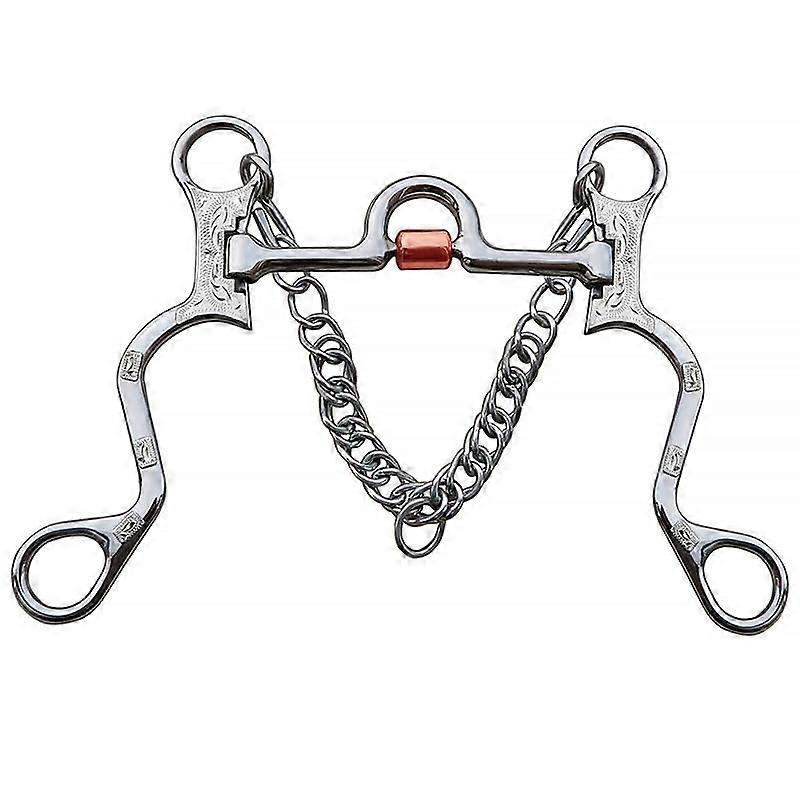 5' Stainless Steel Hand Engraved Snaffle Bit with Copper Barrels for Equestrian Horse Riding-MP1131