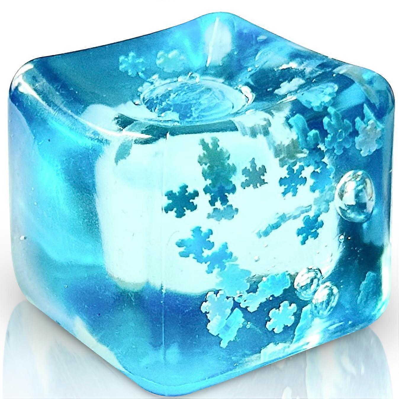 Stress Balls Ice Cube with Snowflakes for Anxiety Relief, Slow Rise Sensory Fidget Toy, Square Shape for Kids and Adults