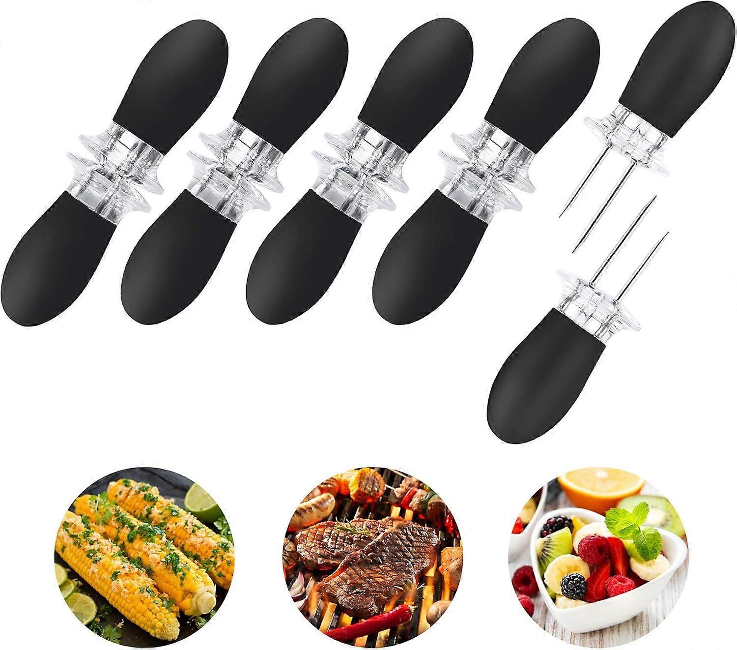Corn Cob Holders with Interlocking Design, Ergonomic Silicone Handle for Corn on The Cob, EZ Store Corn Holders with Stainless Steel Pins, Dishwasher
