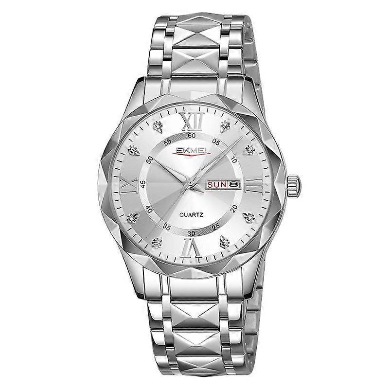 SKMEI Luminous Watch Men Silver Case Silver Dial