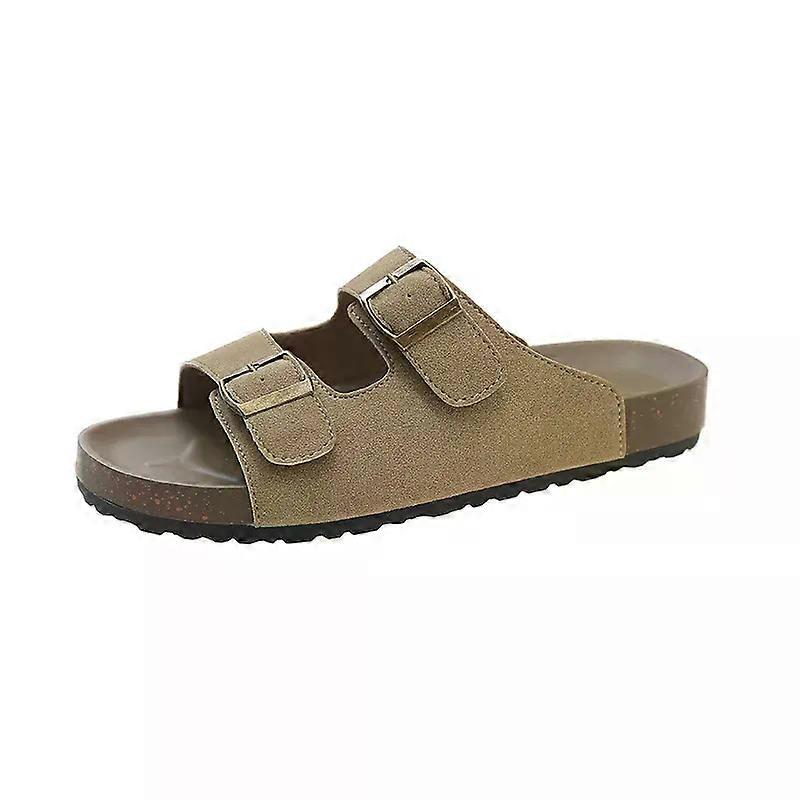 Sommar Kvinnor Sandaler Platta Cork Tofflor Casual Skor Mode Läder Spänne Beach Damer Slides Kvinnor Flip Flop Chanclas Mujer