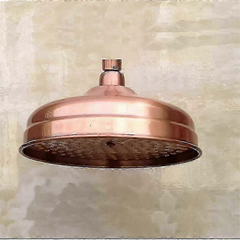 Kopparduschmunstycke, 20 cm (8 tum) diameter, högtrycksduschmunstycke med fast duschmunstycke och justerbart vinkelduschmunstycke, regnduschmunstycke - guld