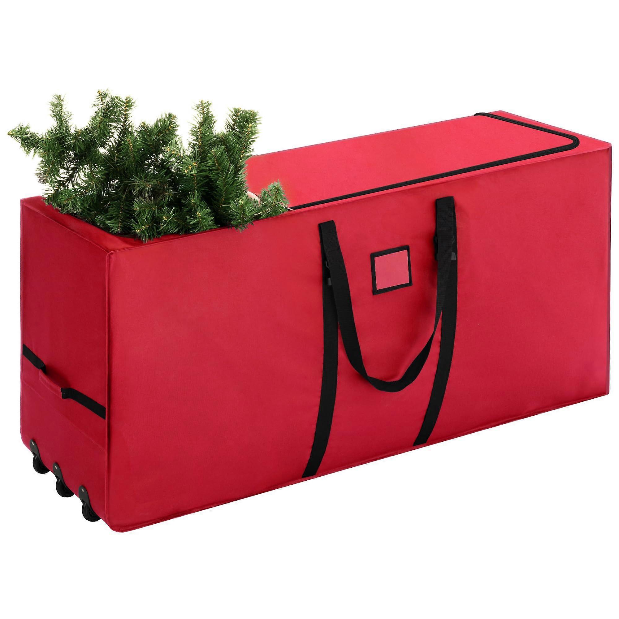 Christmas Tree Storage Bag with Wheels, Artificial 9 ft, 600D Oxford, Red