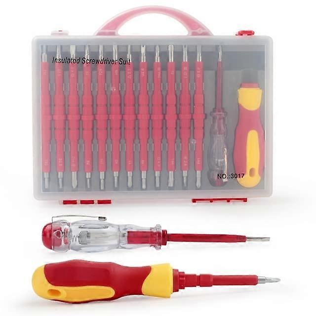 Insulated Screwdriver Set 1000V with Magnetic Tip TPR Handle Electrician SoftGrip Slotted Opening Repair Tool Set