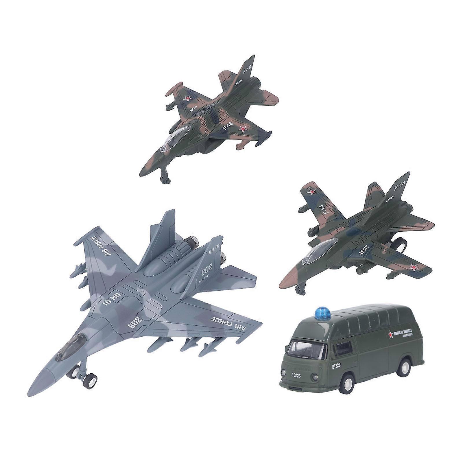 Fighter Set Multipurpose Alloy Simulation Light and Sound Pull Back Action Die Casting Military Series Models