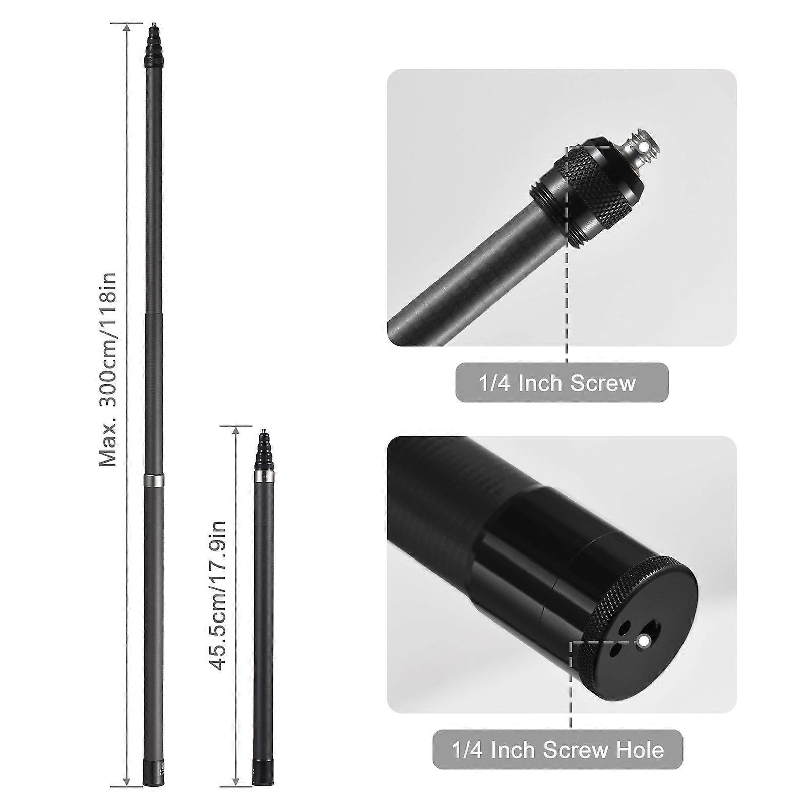 3m/1.5m Ultra-Long Carbon Fiber Extendable Selfie Stick for Insta360 X3/ONE X2/ONE RS Action Camera Bracket 1/4-inch Screw Mount