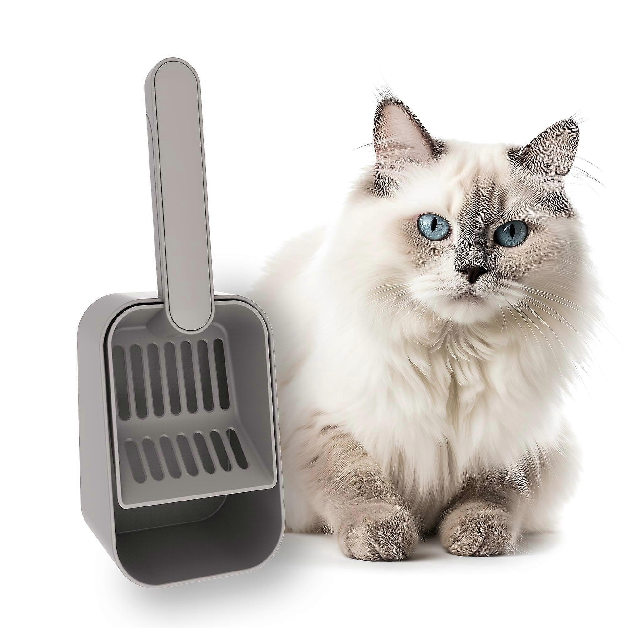 Litter Scooper Super Sturdy, Long Handle, with Holder NonSticky, for Pine, Crystal, Tofu Litter