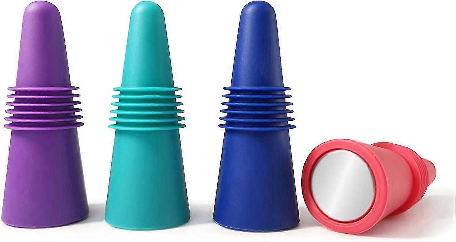 4-Packs of Durable Multi-Color Silicone Wine Cork Reusables