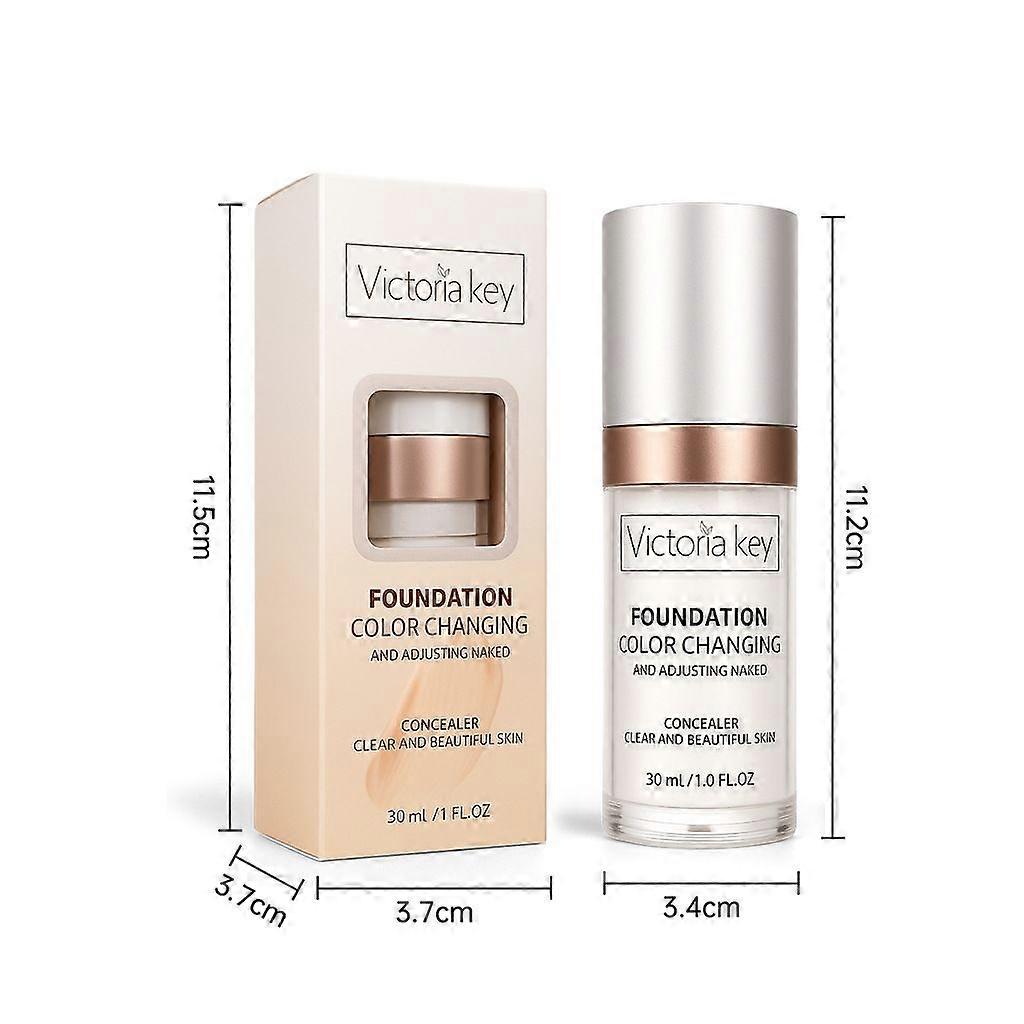 Colour Changing Foundation for Mature & Aging Skin, Naturally Moisturizing Liquid Foundation Makeup Base, Brightens Complexion, Face Cover Concealer f