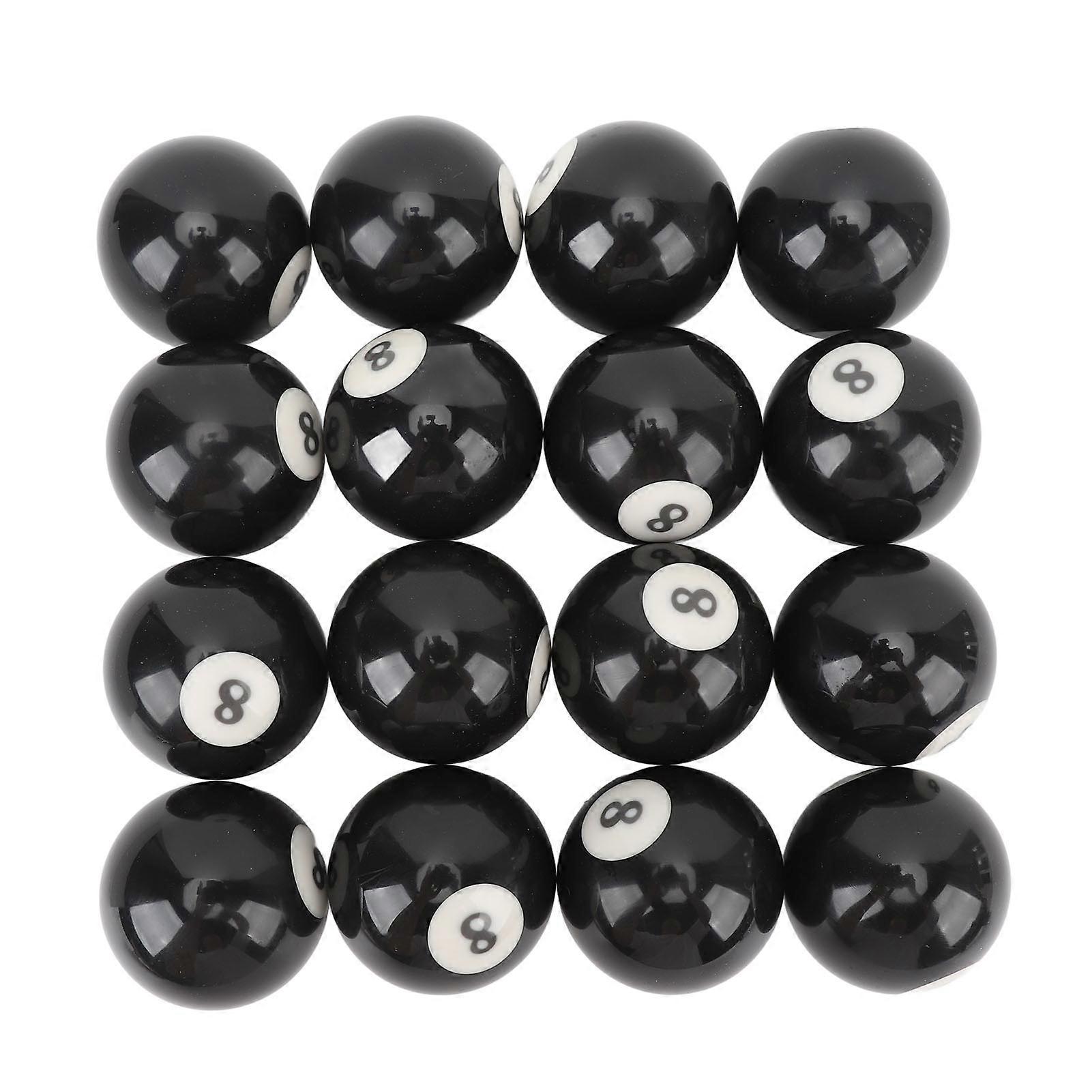 16pcs Pool Eight Ball 2.3in Diameter Black Resin Billiard 8 Ball Replacement for Billiard Room Game Room
