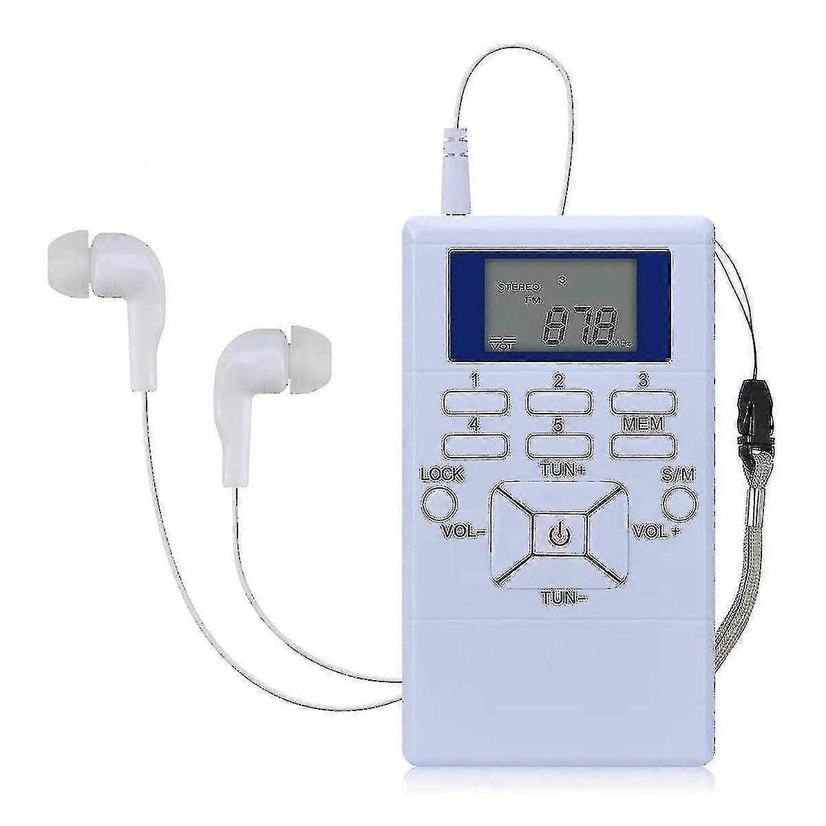 Fm Radio Portable Mini Stereo Radio With Earphones, Battery Powered For Simultaneous Interpretation
