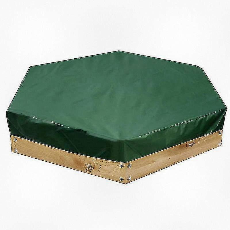 Waterproof Hexagonal Sandpit Cover with Drawstring for Dust and Debris Protection in Green