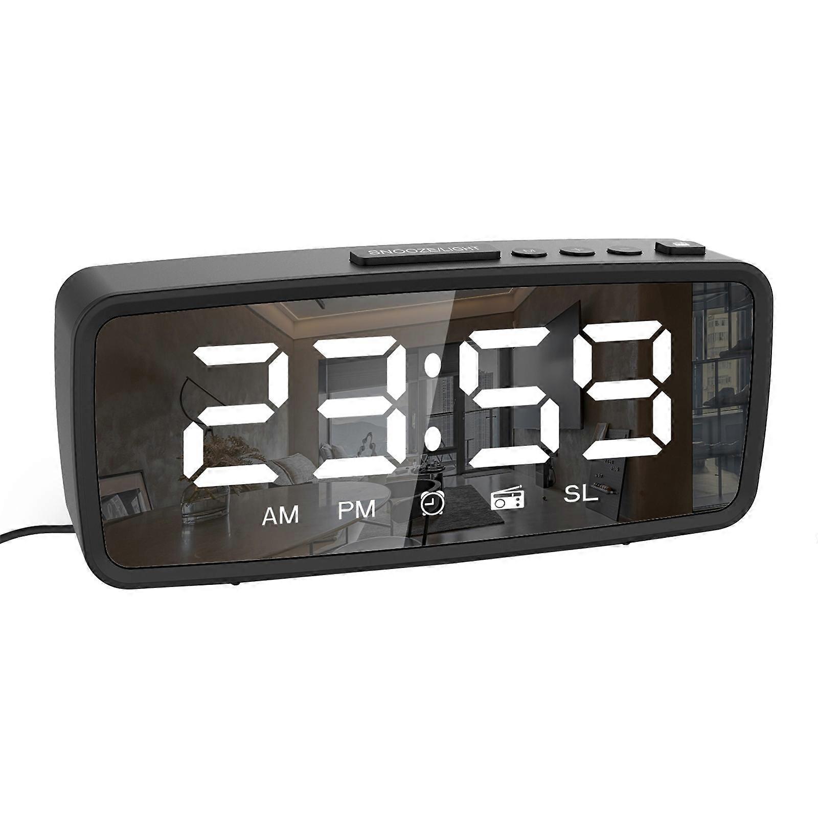 LED Radio Digital Alarm Clock Creative Snooze Electronic Clock Alarm Configuration FM Radio FM 7-inch Large Screen Display USB PUW1335
