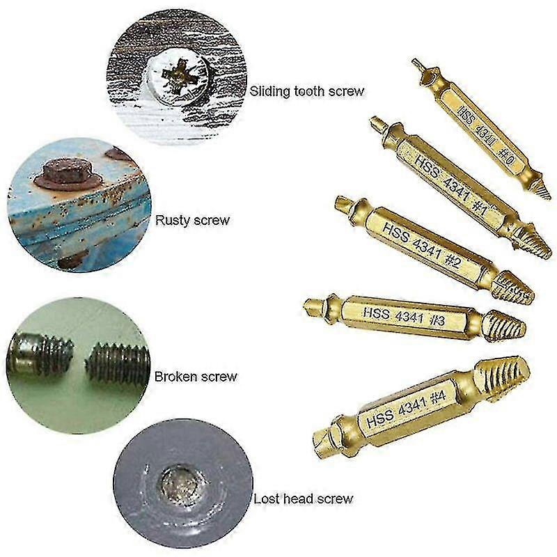 Broken Easy to Remove and Stripgold 6pcs Screwdrivers and Drill Bits, Damaged and Stripped Screwdriver Removal Tool,